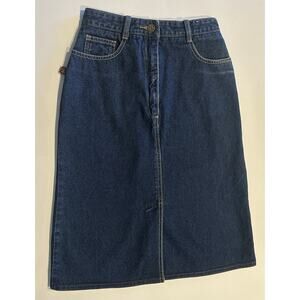 Jordache Denim Skirt Womens Sz 7 High Waist 100% Cotton Blue Jean 90s Vtg Chic